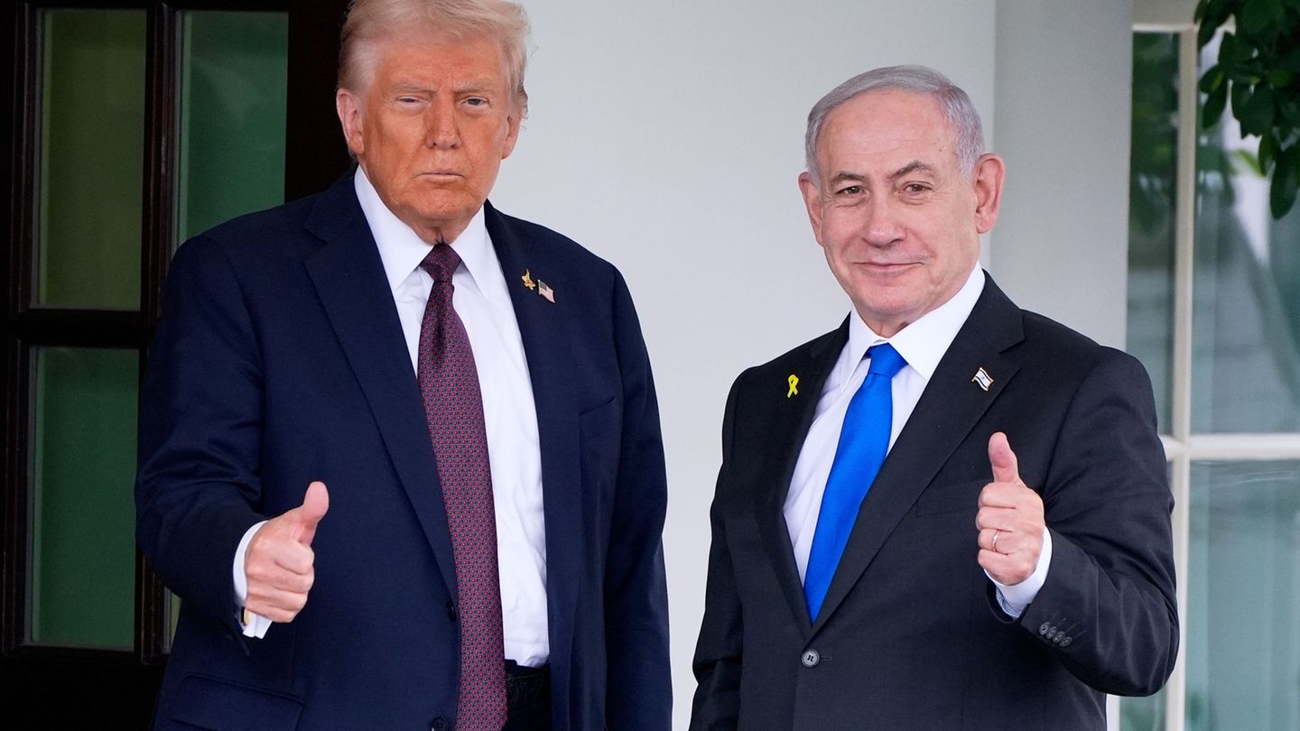 Israels Ministerpräsident Benjamin Netanjahu traf US-Präsident Donald Trump am Montag im Weißen Haus. Foto: Alex Brandon/AP/dpa